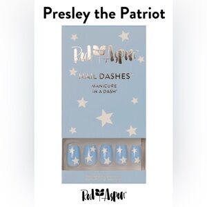 Red Aspen Nail Dashes
Presley The Patriot short coffin blue with stars b612